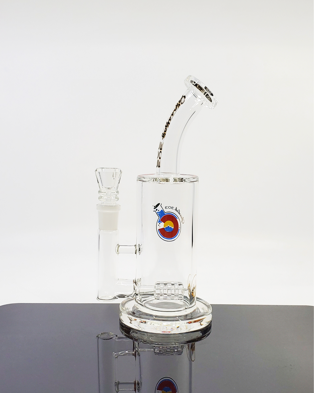 Close-up of the Glass Lab 303 Matrix Inline Straight Tube, showcasing its precision matrix percolator for enhanced diffusion and airflow.