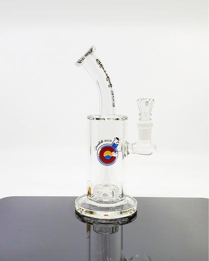  Glass Lab 303 Showerhead Perc Straight Tube featuring a sleek design with a showerhead percolator and a 14mm joint for smooth, filtered hits.