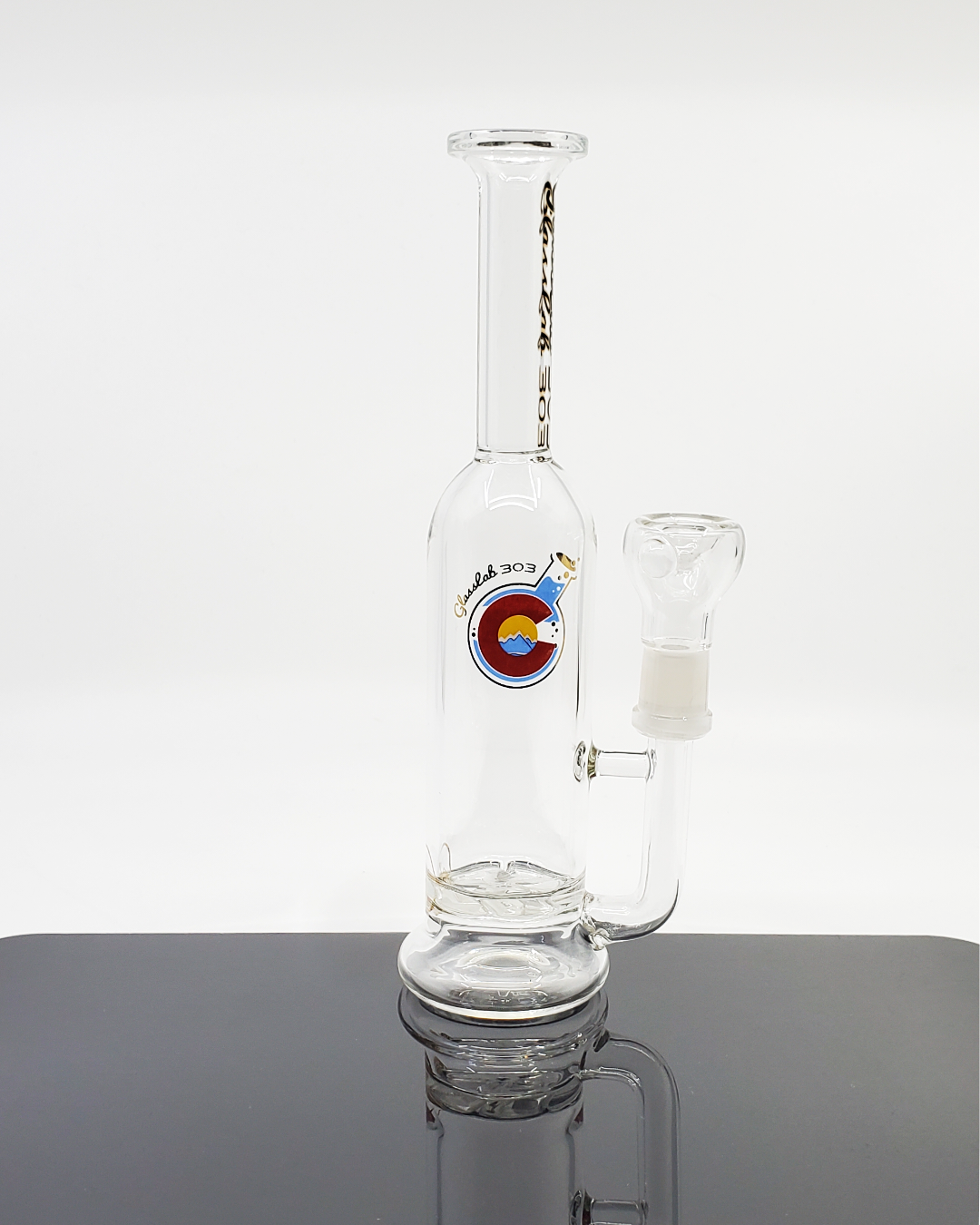  Glass Lab 303 Turbine Perc Straight Bottle featuring turbine filtration for smooth, controlled hits.