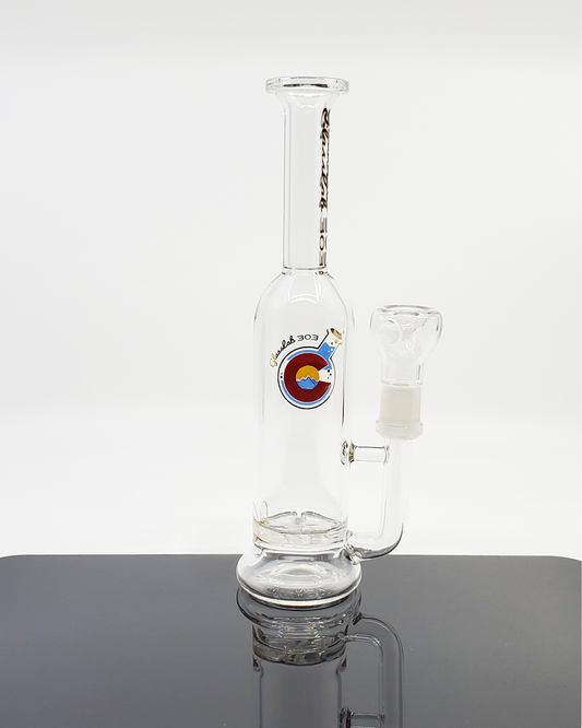 Glass Lab 303 Turbine Perc Straight Bottle featuring turbine filtration for smooth, controlled hits.