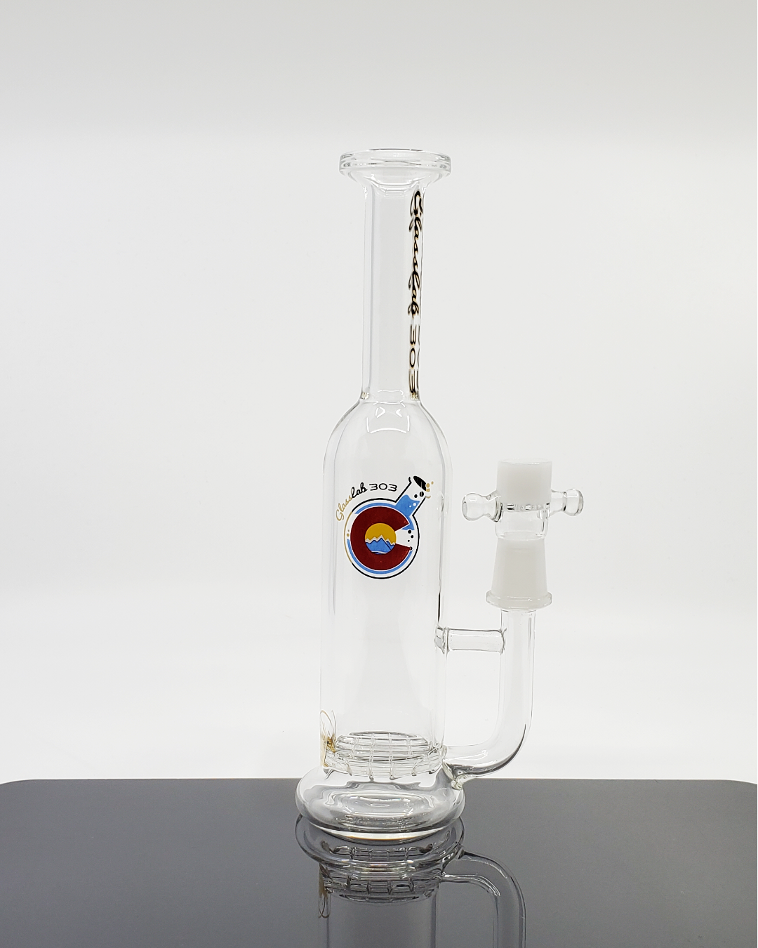 Glass Lab 303 Waffle Perc Straight Bottle featuring a classic straight design with a waffle percolator for smooth filtration and cleaner hits.
