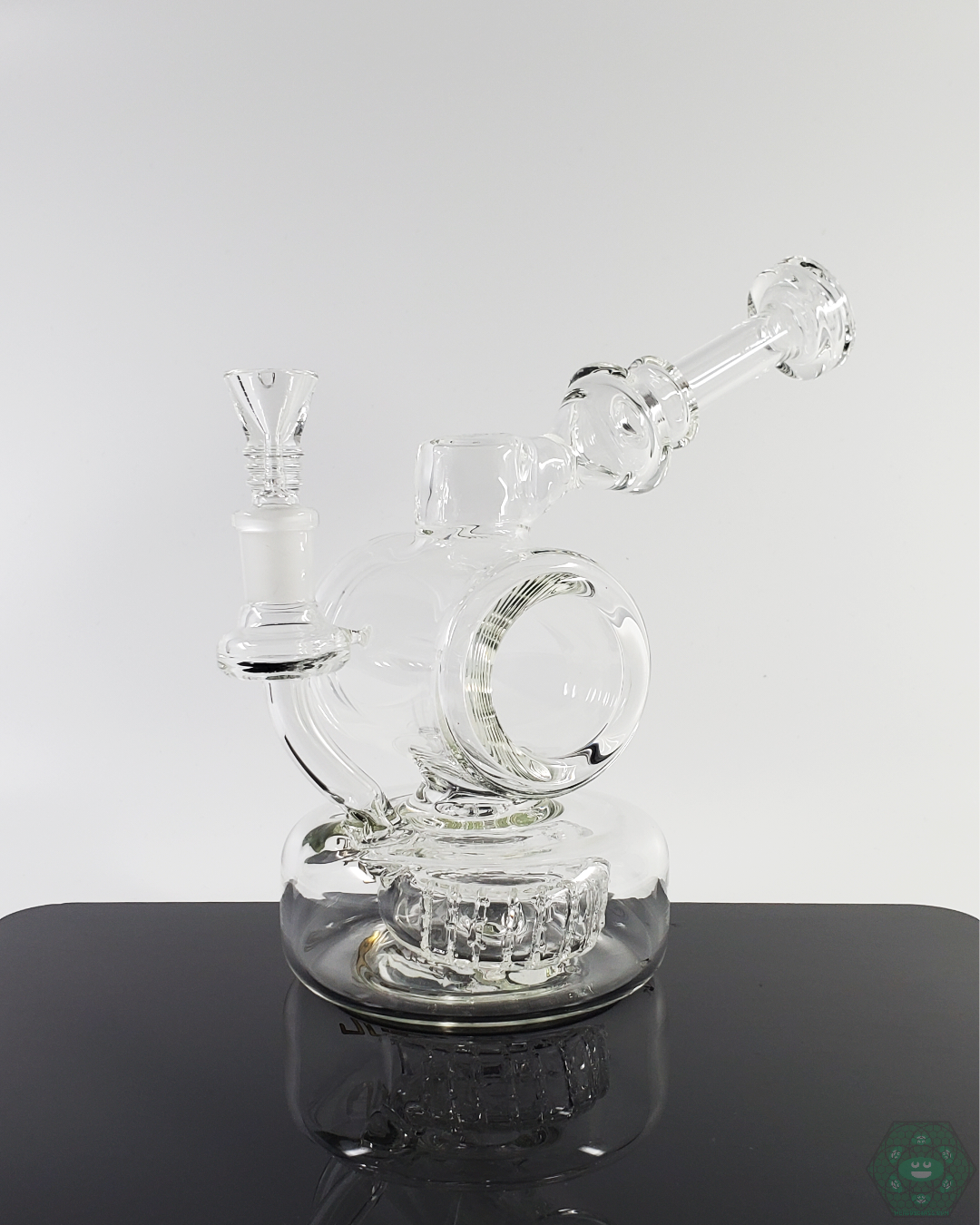 Premium Glass Tribe Eclipse Water Pipe featuring a 90-hole percolator and 14mm joint for cleaner, cooler smoke sessions.