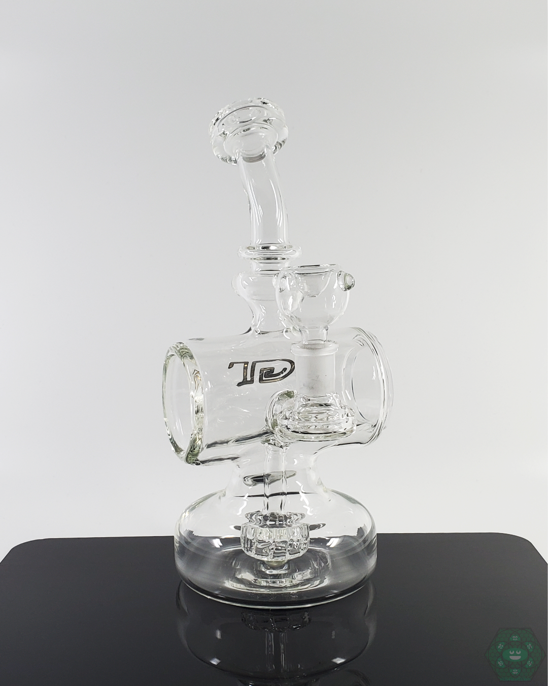 Glass Tribe 9.75-inch Eclipse with 12-hole perc and 14mm female joint, offering exceptional performance and stunning visual appeal