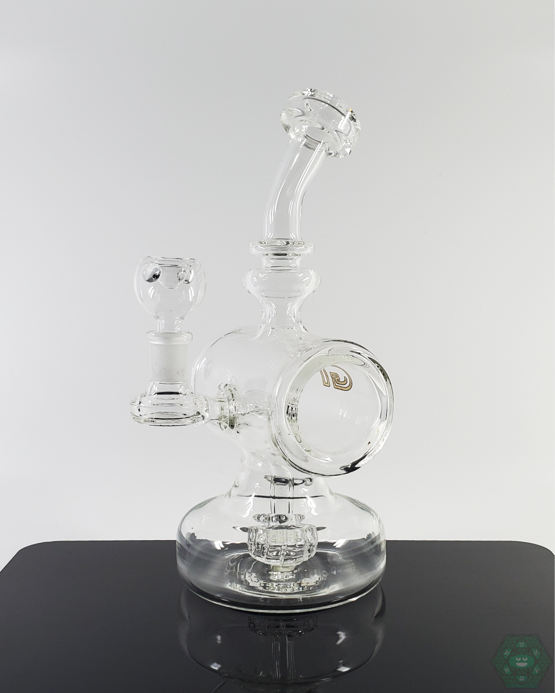 Glass Tribe 9.75-inch Eclipse, featuring a 12-hole perc and 14mm female joint, designed for exceptional performance and stylish smoking