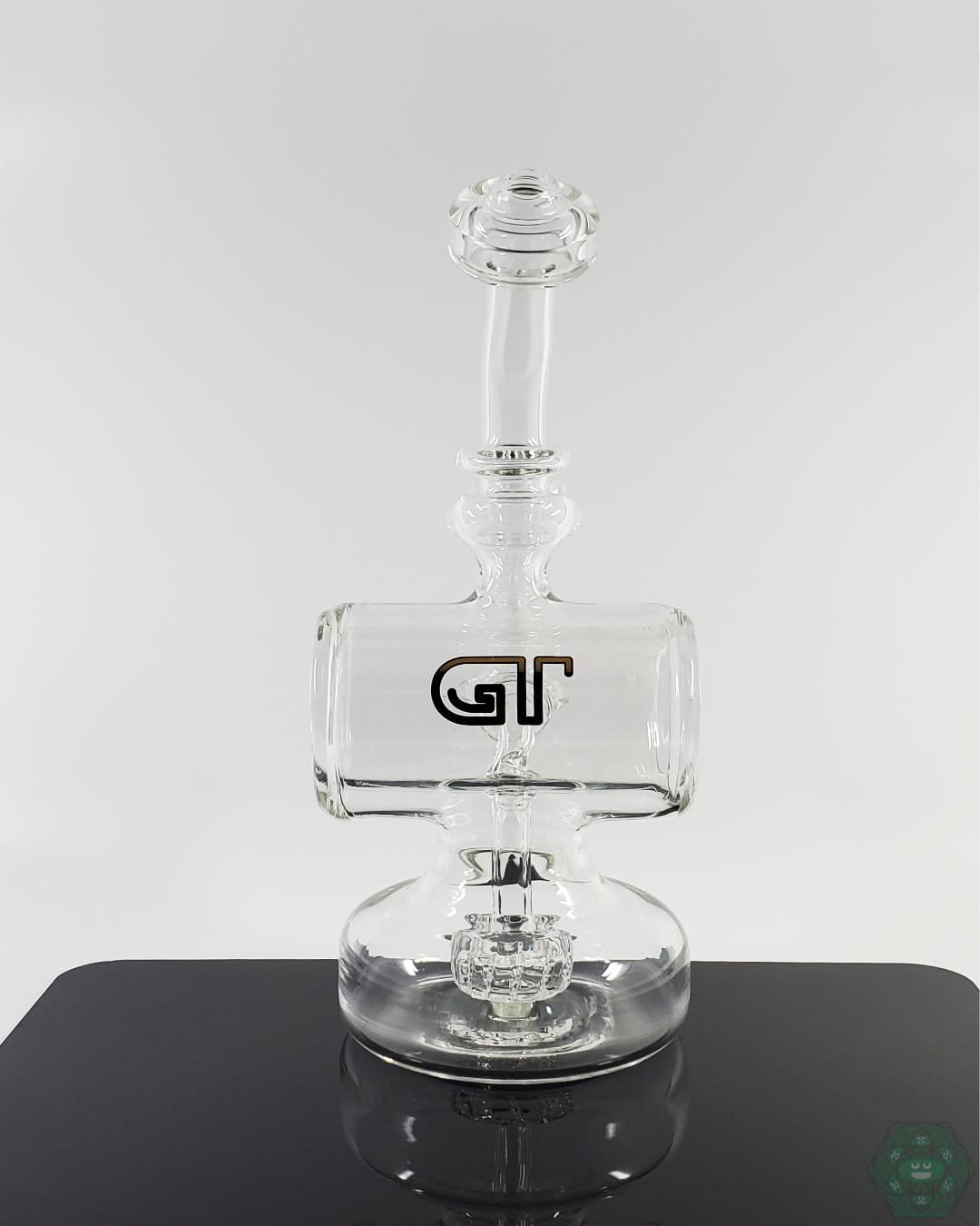 Glass Tribe 9.75-inch Eclipse glass piece with 12-hole perc and 14mm female joint, perfect for smooth hits and optimal filtration