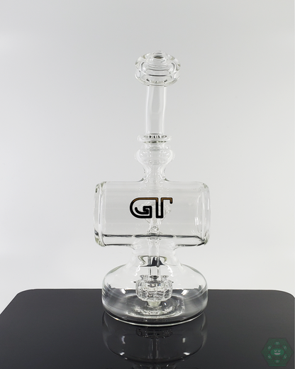 Glass Tribe 9.75-inch Eclipse glass piece with 12-hole perc and 14mm female joint, perfect for smooth hits and optimal filtration