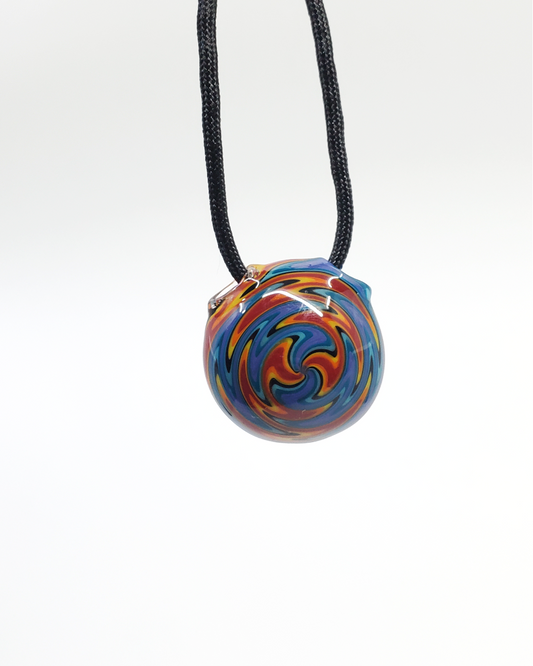 Grand Design Glass Linework Pendant featuring intricate patterns and handcrafted quality, perfect for both wear and collection.
