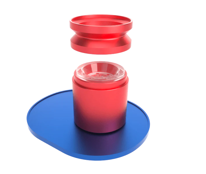 Detailed view of the borosilicate glass globes on the Grateful Dead x Stündenglass Gravity Infuser, emphasizing premium material quality.
