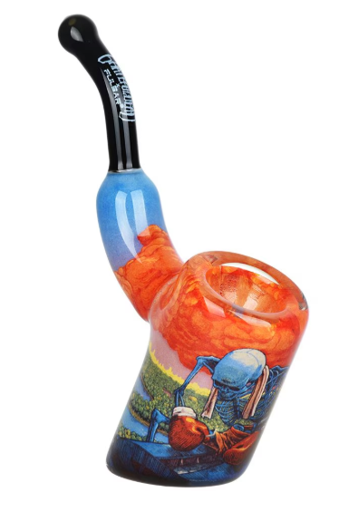 Grateful Dead x Pulsar Boxer Inside Print Sherlock Pipe, 4 inches tall, featuring a detailed skeleton in boxing garb with vibrant storm and bird designs.