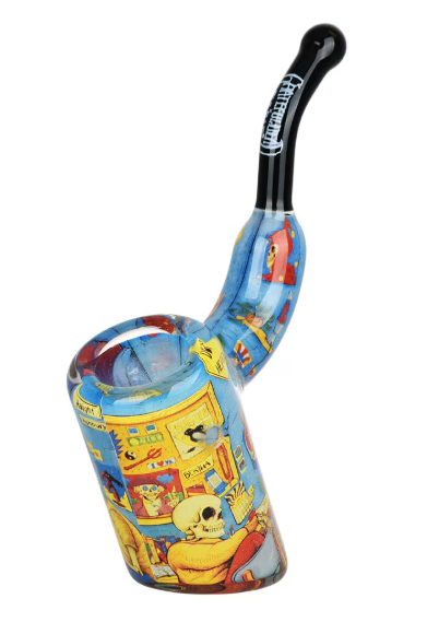 Grateful Dead x Pulsar Inside Print Deadhead Dorm Sherlock Pipe, featuring two skeletons in a dorm room with Grateful Dead memorabilia and vibrant design.