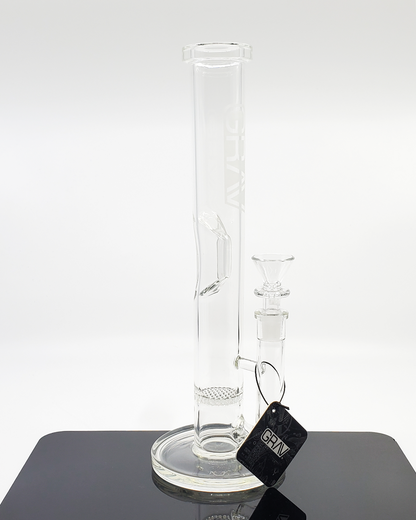 GRAV Labs 12" Medium Straight Tube with Honeycomb Perc – Premium glass bong with smooth filtration, ice catcher, and 14mm female joint.