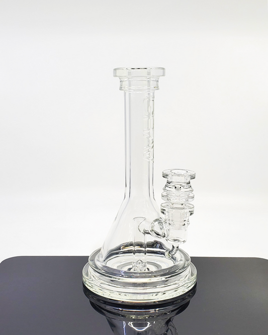 GRAV Labs Arcline Beaker premium glass bong featuring an 8-hole perc for smooth filtration and a sturdy design.