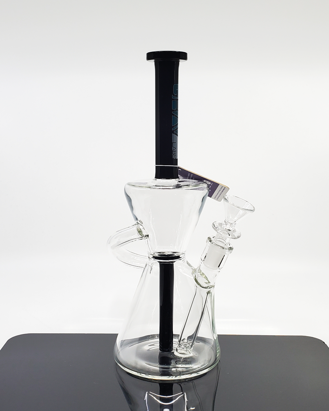 Grav Labs Black Accent Hour Glass Bong – Elegant water pipe with a unique hourglass design for enhanced filtration and smooth hits.