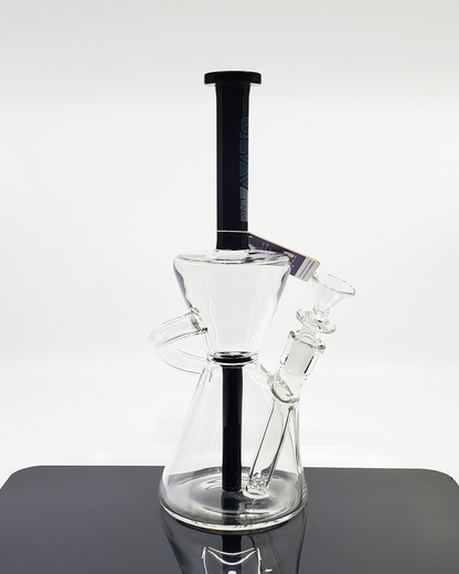 Grav Labs Black Accent Hour Glass Bong – Elegant water pipe with a unique hourglass design for enhanced filtration and smooth hits.