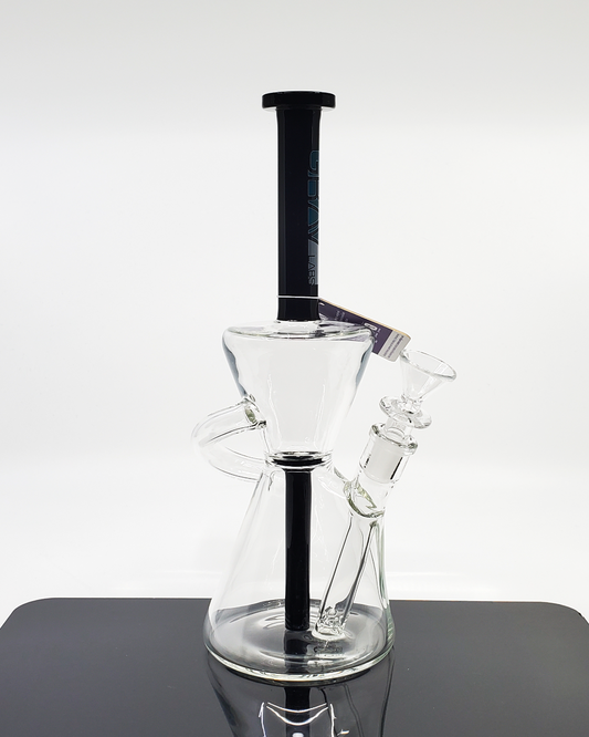 Grav Labs Black Accent Hour Glass Bong – Elegant water pipe with a unique hourglass design for enhanced filtration and smooth hits.