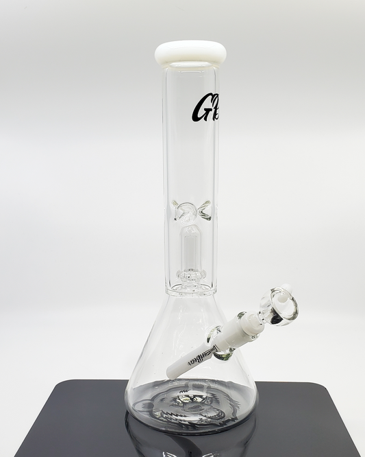 Green Bear 14” Single Perk Beaker – High-quality glass water pipe with a single perc filtration system for smooth hits.
