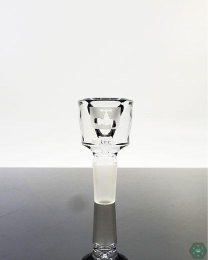 Close-up of the Hamm’s Waterworks Flower Slide, highlighting the detailed artistic flower design and durable glass construction.