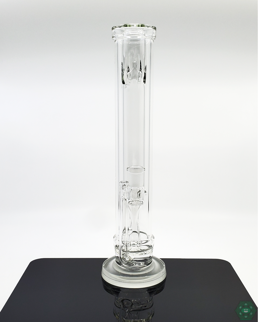 Side view of the Hamm's Waterworks Outside-In #391 Glass Rig, showcasing its sleek 13.25-inch design and exceptional filtration system.
