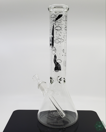 Handcrafted BSG As Above So Below Beaker, a 14” glass pipe offering unique aesthetics and efficient filtration.

