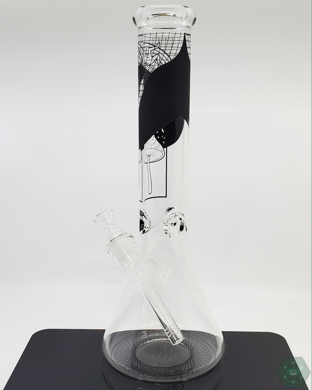Handcrafted BSG Shroomy Thoughts Glass Beaker, delivering smooth hits with an eye-catching mushroom design.