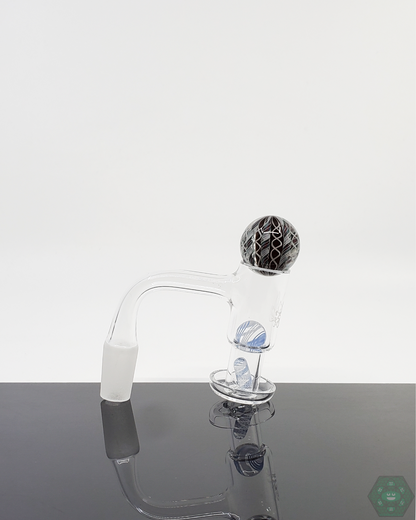 Artistic Harold Cooney Glass Slurper Set with terp pearls and marble, designed for enhanced flavor and smooth vaporization.