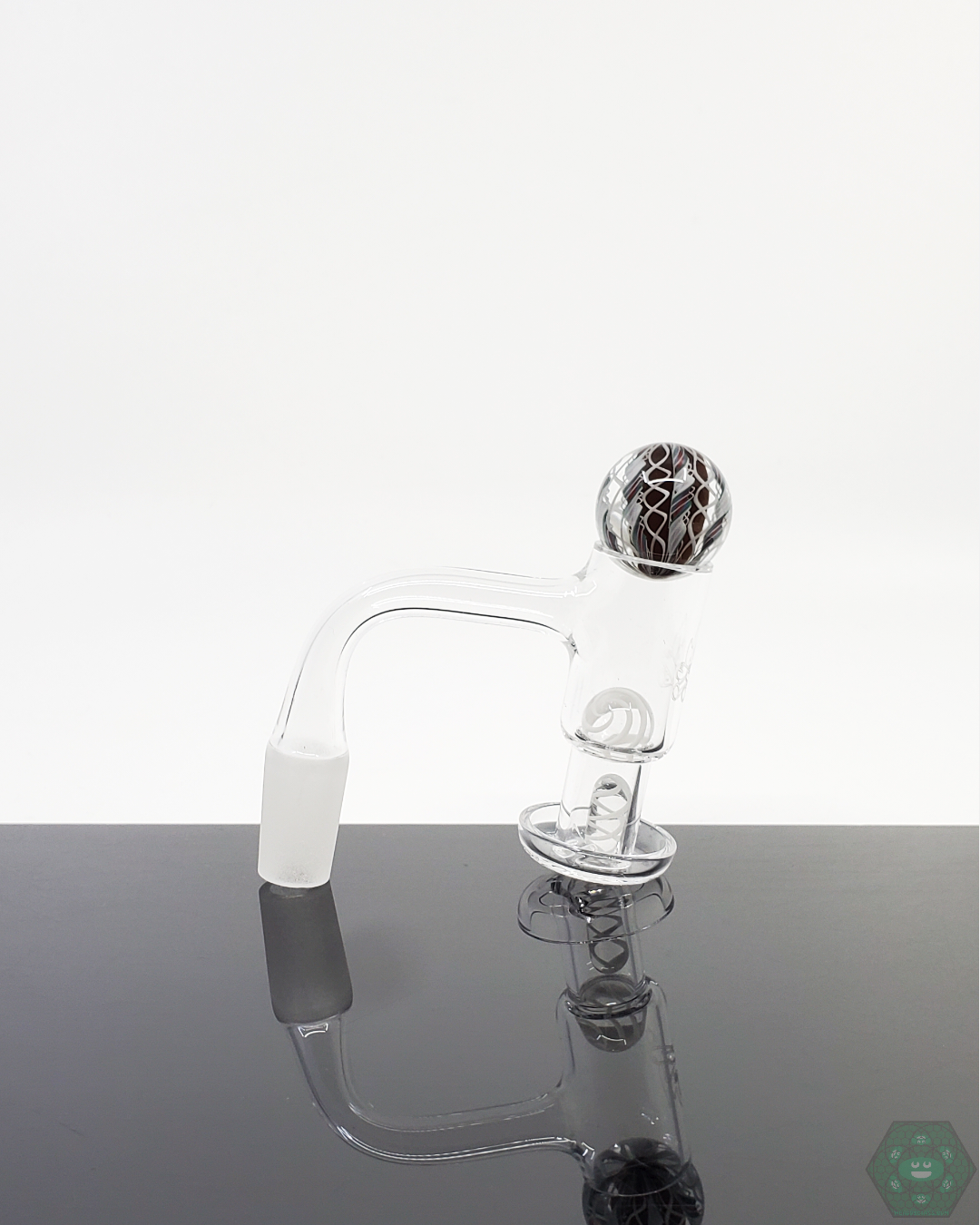 Exquisite Harold Cooney Glass Slurper Set with 25mm marble, terp pearls, and a terp valve for optimal vaporization and flavor.