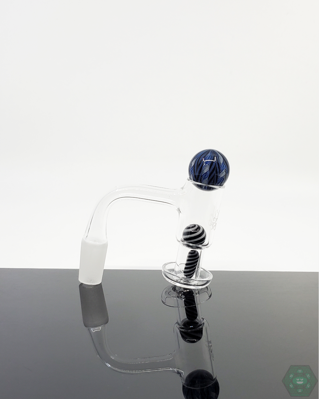 Artistic Harold Cooney Glass Slurper Set with terp pearls, 25mm marble, and unique glasswork for a premium dabbing experience.