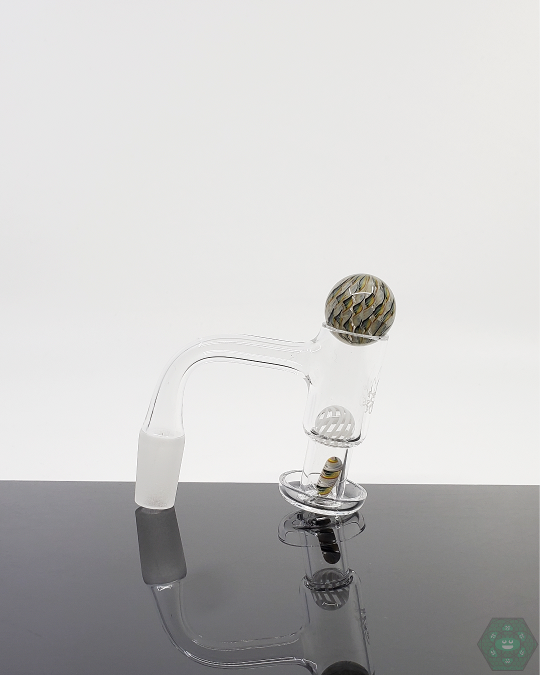  Harold Cooney Glass Terp Valve Slurper Set with 25mm marble and terp pearls designed to boost flavor and airflow in quartz nails.