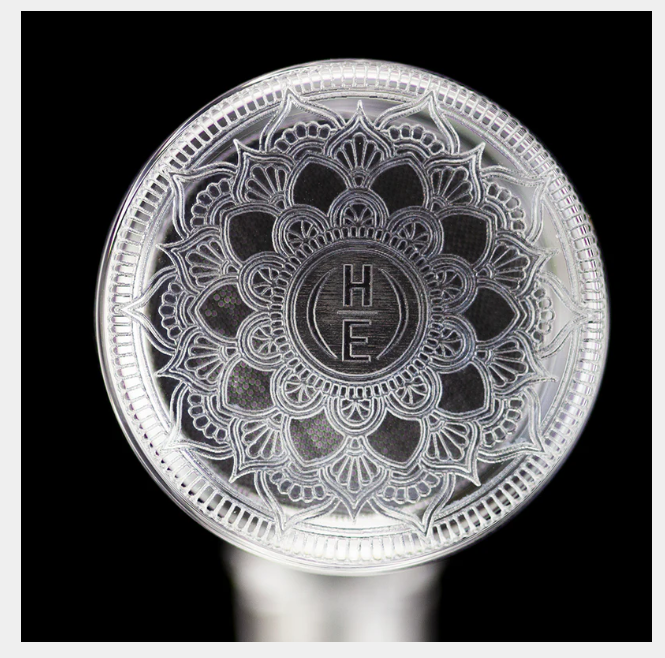 Highly Educated 25mm Gavel SE with an engraved bottom, visible through the top of the bucket when wet, adding a unique touch to the design.