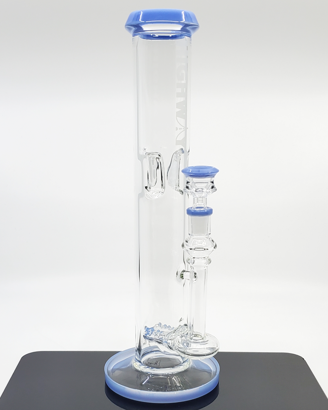 Highway Glass 12-inch Twin Turbo Straight Tube Bong with 50x5MM glass, double inline perc, and smooth filtration for casual and serious smokers