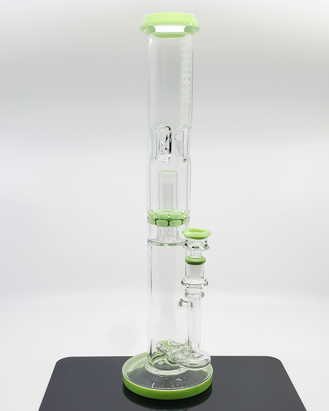 Highway Glass 16-inch Double Ratchet Straight Tube, 50mm with double ratchet percolator for enhanced filtration and smoother hits