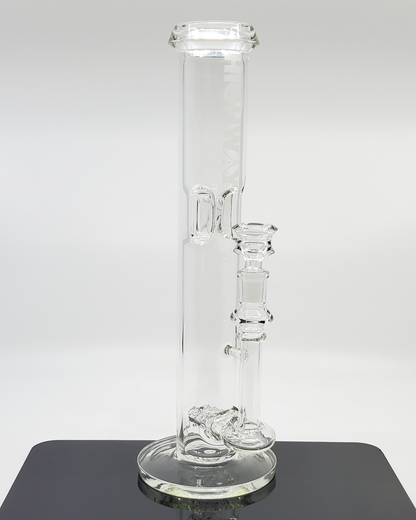 Highway Glass 12-inch Twin Turbo Straight Tube Bong, featuring a 14MM slide, ice catcher, and double inline perc for optimal performance