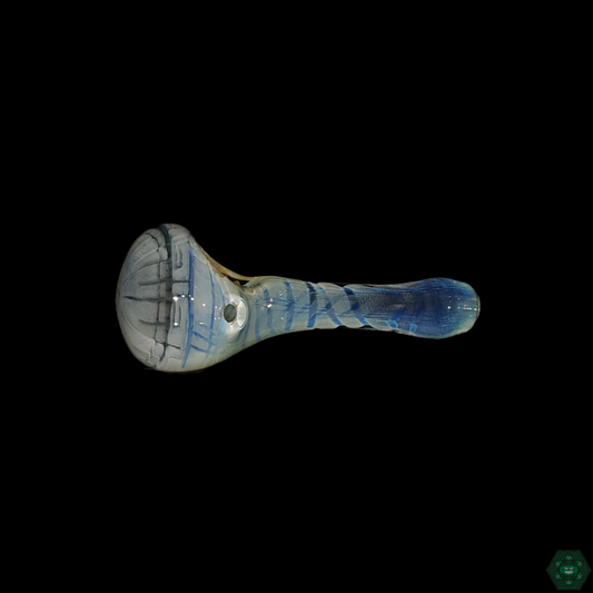 Hoffman Glass Fumed Spoons with color-changing glass and intricate etching, offering a unique visual experience with each use