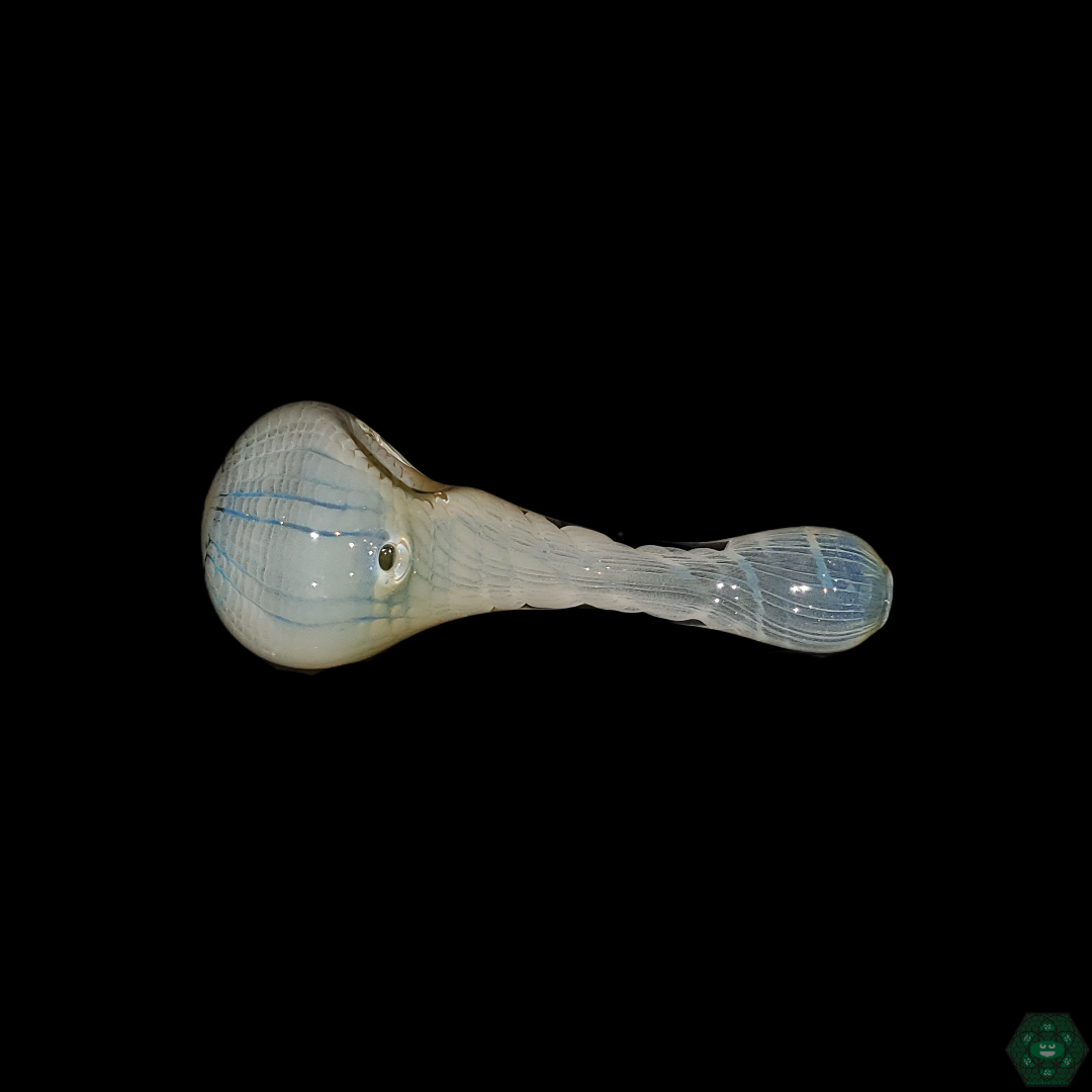Fumed Hoffman Glass Spoons, offering a color-changing effect and intricate etched designs for a unique smoking experience