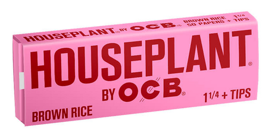 Houseplant by OCB Brown Rice 1 1/4 Rolling Papers + Tips, made from responsibly harvested rice and organic hemp for a smooth, unbleached smoking experience.