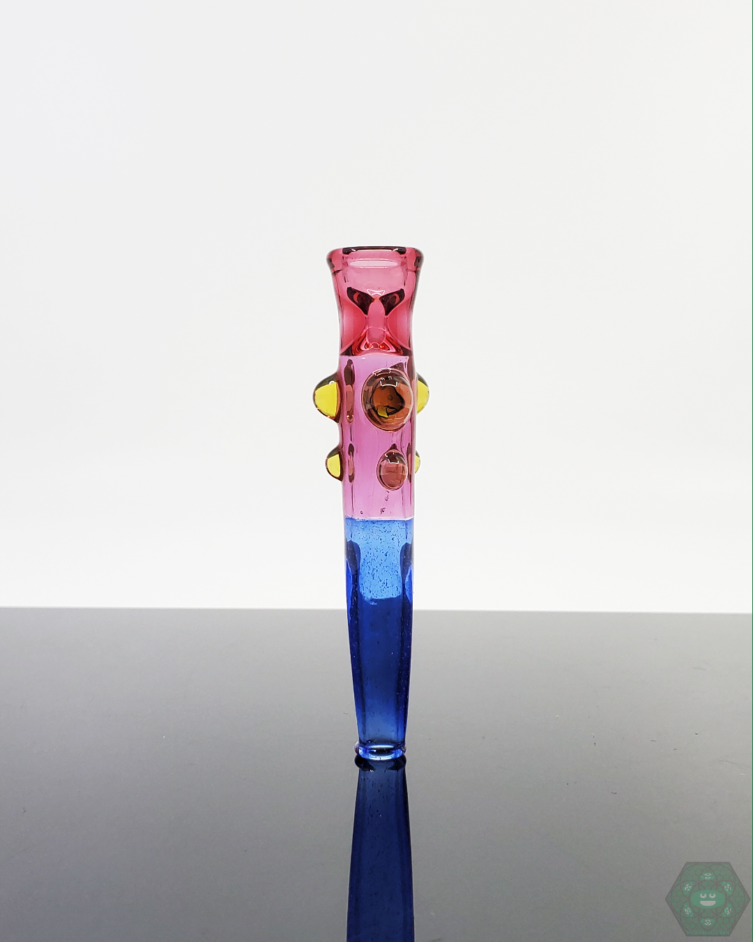 Jon E Walker Bipolar Onie Chillum Pipe handcrafted from premium borosilicate glass with intricate detailing and double-sided design