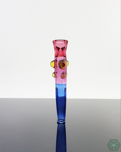 Jon E Walker Bipolar Onie Chillum Pipe handcrafted from premium borosilicate glass with intricate detailing and double-sided design