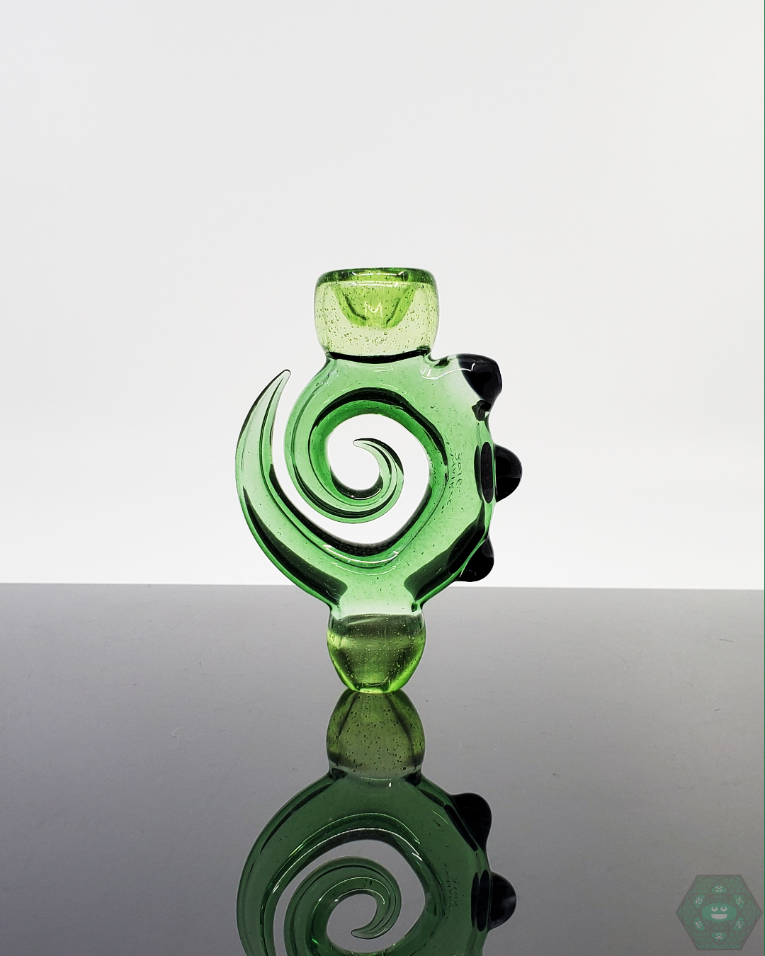 Jon E Walker Spiral Onie 3.5-inch chillum made of high-quality dichroic glass, offering a unique twist design and compact size for enthusiasts