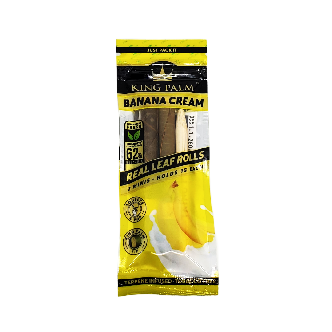 King Palm 2pk Mini Flavored Rolls with real fruit-derived terpene flavors, offering a clean burn and enhanced smoking experience