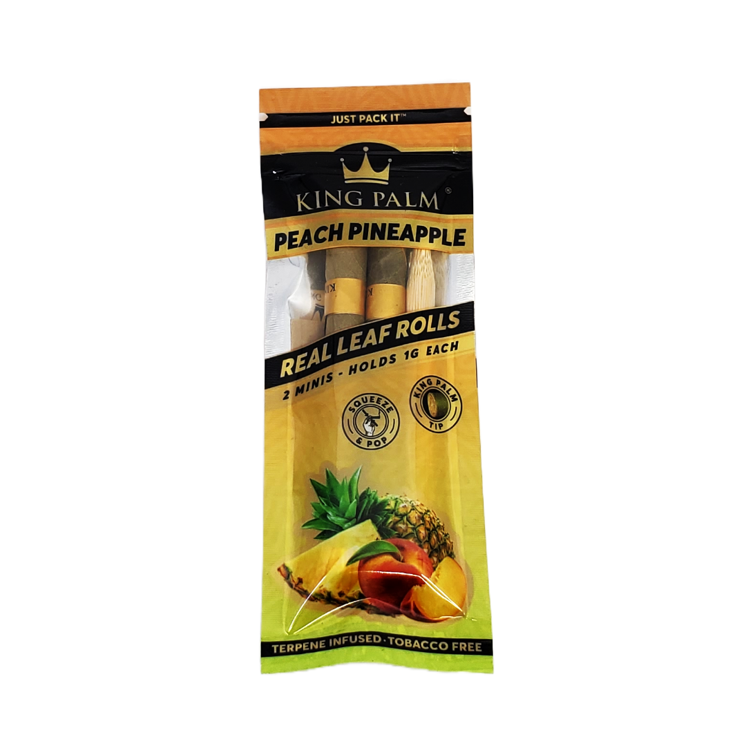 King Palm Flavored 2pk Mini Rolls, crafted from cordia palm for a clean, even burn with exotic flavors enhancing your smoke sessions