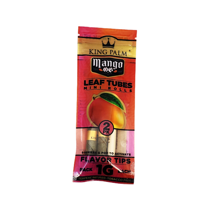 King Palm Flavored 2pk Mini Rolls with slow-burning cordia palm leaf and filtration for smooth, clean smoking sessions