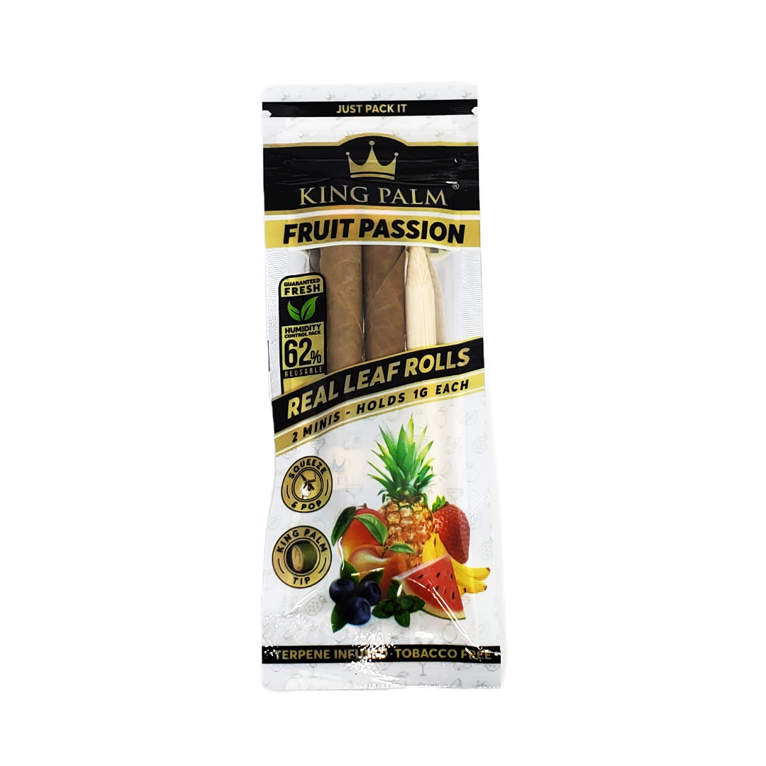 King Palm Flavored 2pk Mini's with filtration to keep smoke sessions smooth and enjoyable, made from cordia palm leaves