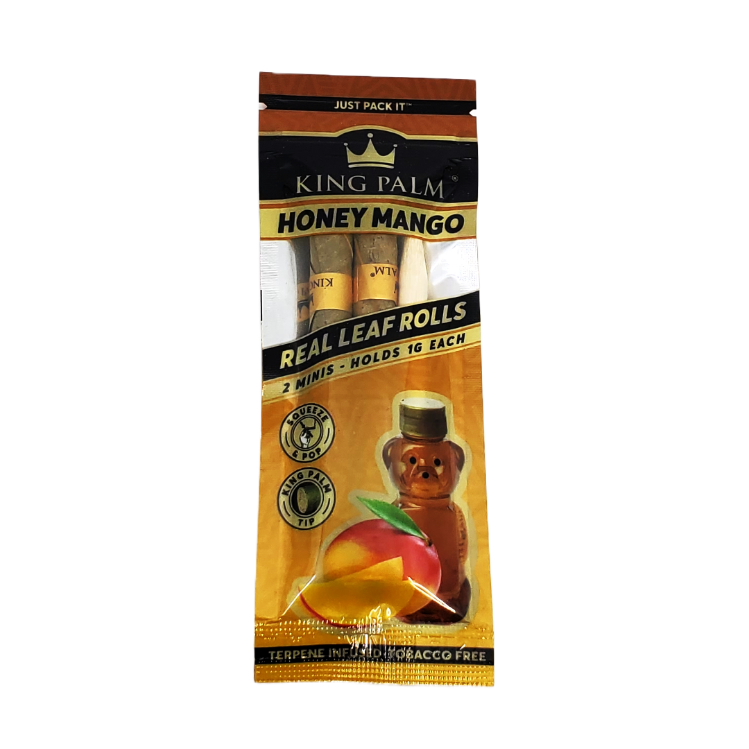 King Palm Flavored 2pk Mini Rolls designed for smooth smoking, made from cordia palm leaves with a clean burn and enhanced flavor