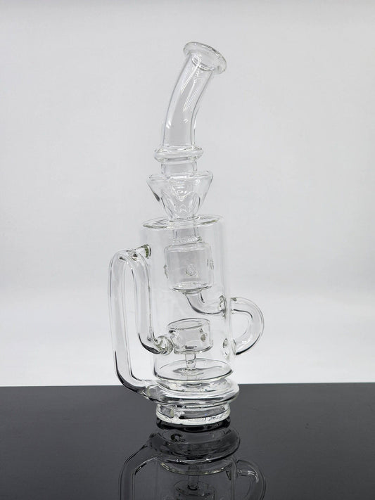  Clear Klein Recycler attachment for Puffco Peak and Peak Pro, designed with a 7-hole perc for enhanced filtration and smooth vapor production.






