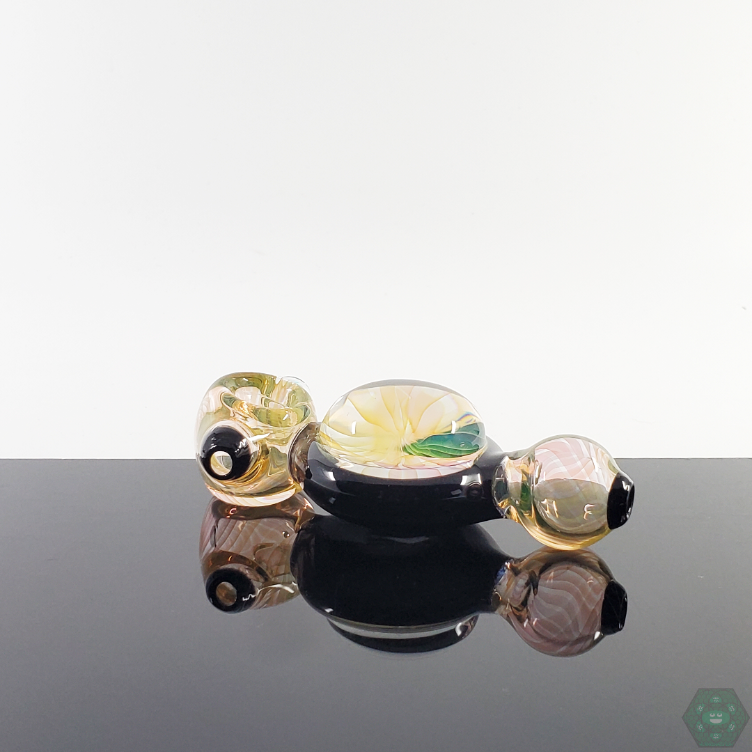 Side view of the LQL Glass Fumed Middle Disk Spoon, highlighting its ergonomic shape and balanced airflow design.