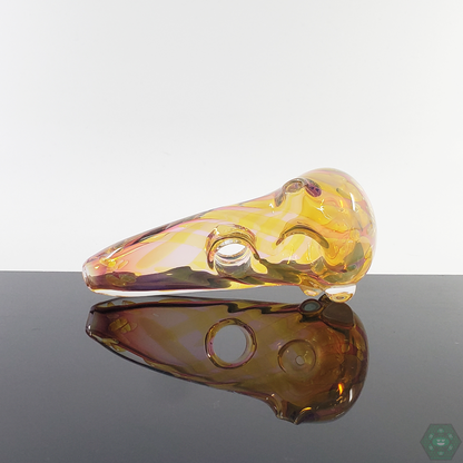 Collection of LQL Glass Fumed Multi-Section Spoons, showcasing different artistic patterns and color variations.