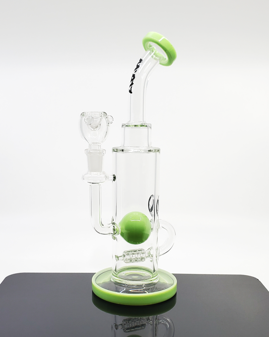 MAV Glass 10" Inline Ball Rig with an inline percolator, designed for smooth, flavorful hits in a sleek, portable design, perfect for dabs and concentrates.