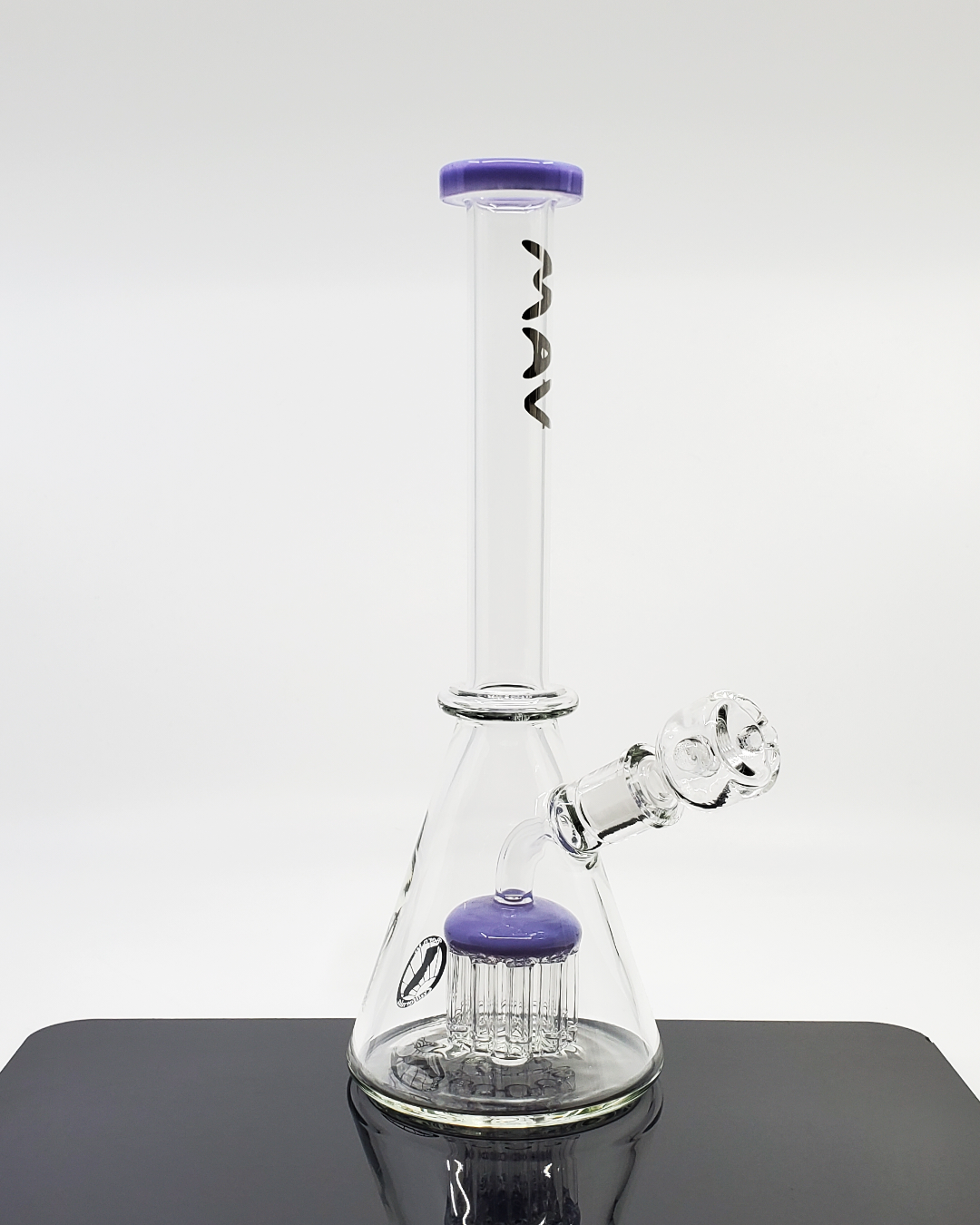 Premium 11" MAV Glass Beaker Bong featuring a showerhead percolator and a sturdy 14mm female joint for optimal smoke filtration and cooling.