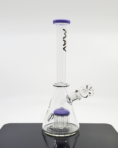 Premium 11" MAV Glass Beaker Bong featuring a showerhead percolator and a sturdy 14mm female joint for optimal smoke filtration and cooling.