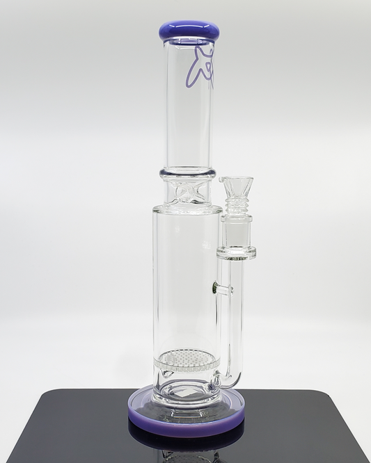 MAV Glass 14" Honeycomb Dome Straight Tube Bong featuring a 24+ hole honeycomb perc and integrated ice catcher for smooth, cool hits with a splash of color.